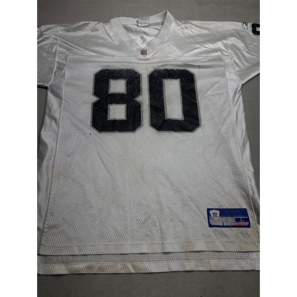 Reebok NFL Oakland Raiders Jerry Rice 80 Jersey White Black Mens Large L